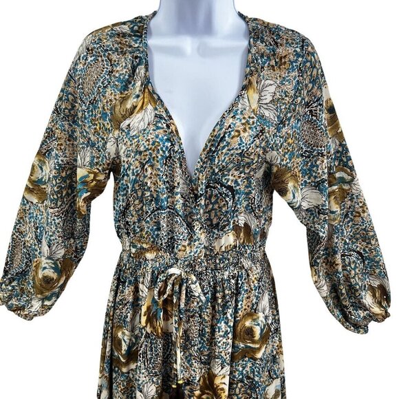 Anthropologie Boemo S Boho Paisley Tiered Maxi Dress Tie Waist Hippie Coachella - Picture 2 of 15